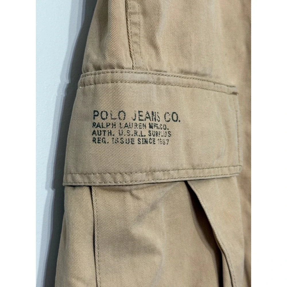 Polo Jeans Ralph Lauren Mens 34 Cargo Shorts Baggy Paint Grunge Khaki Y2K Skate